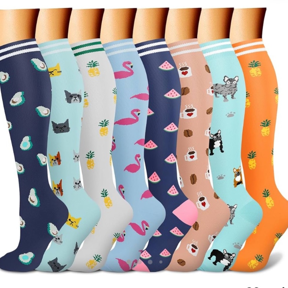 8 pairs of compression socks